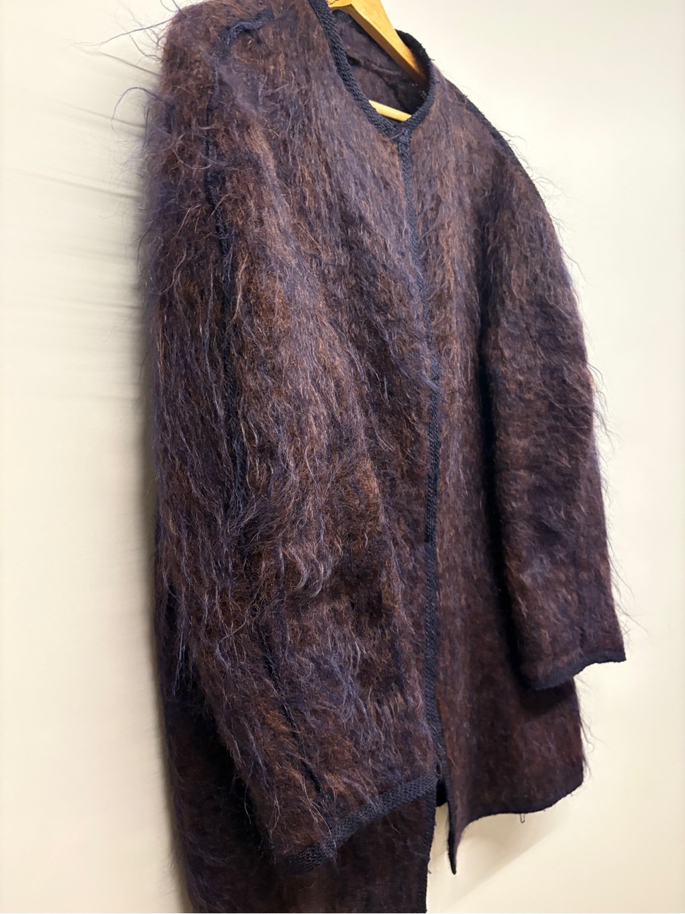 Vintage Purple/Aubergine & Brown Mohair-Cardigan with Snap Buttons